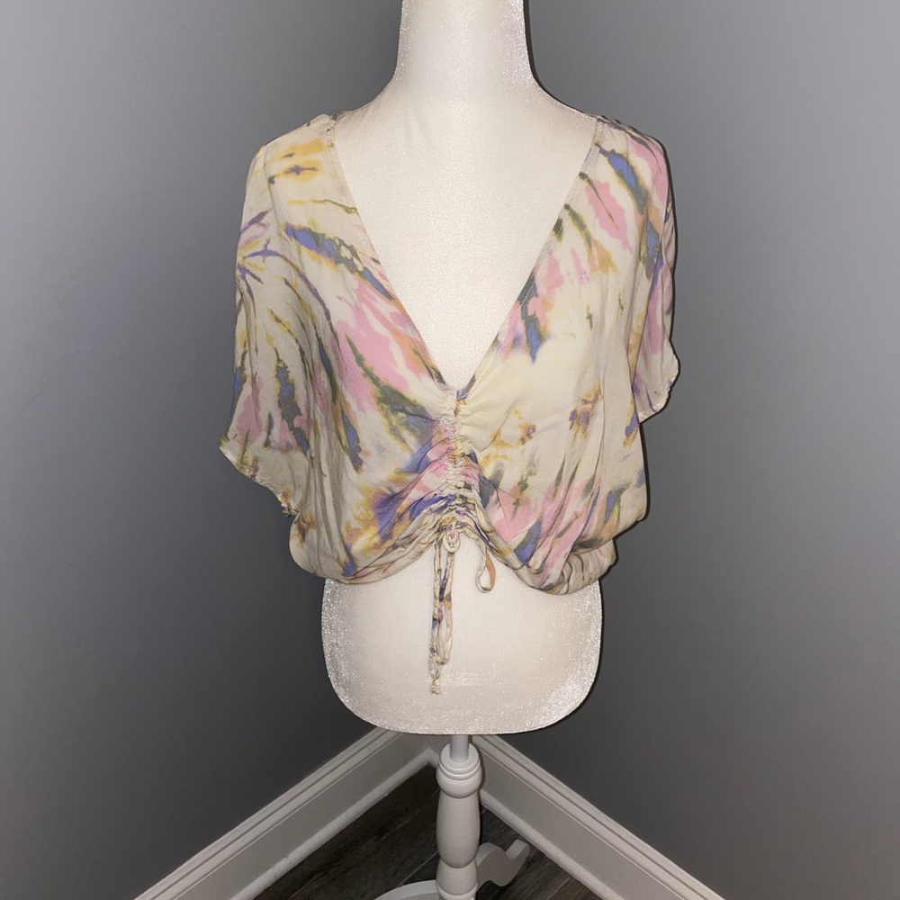 JUST POLLY tie dye cropped blouse size medium - Picture 2 of 7